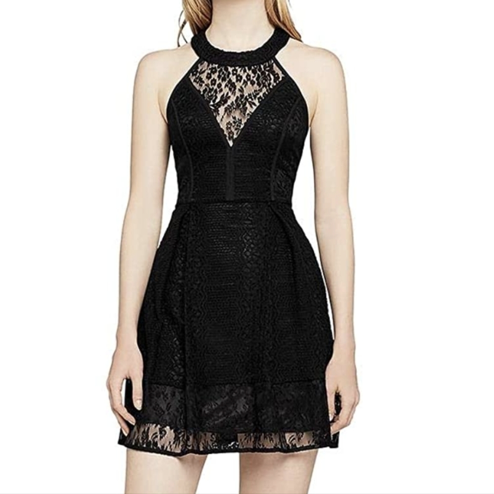 BCBGeneration Women's Lace Paneled Fit & Flare Dress